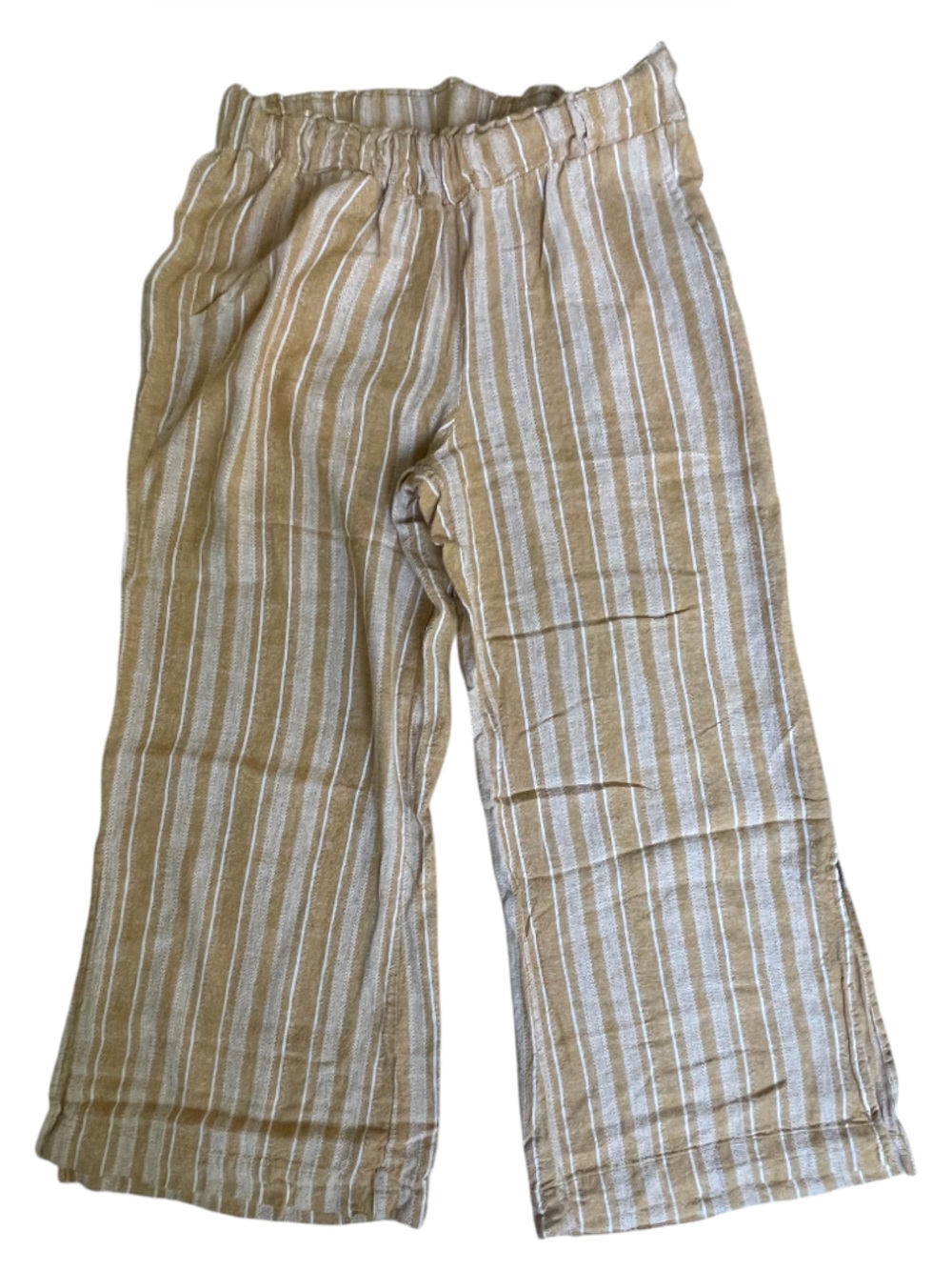 Indigo Rein Gold and White Striped Wide Leg Cropped pants sz L